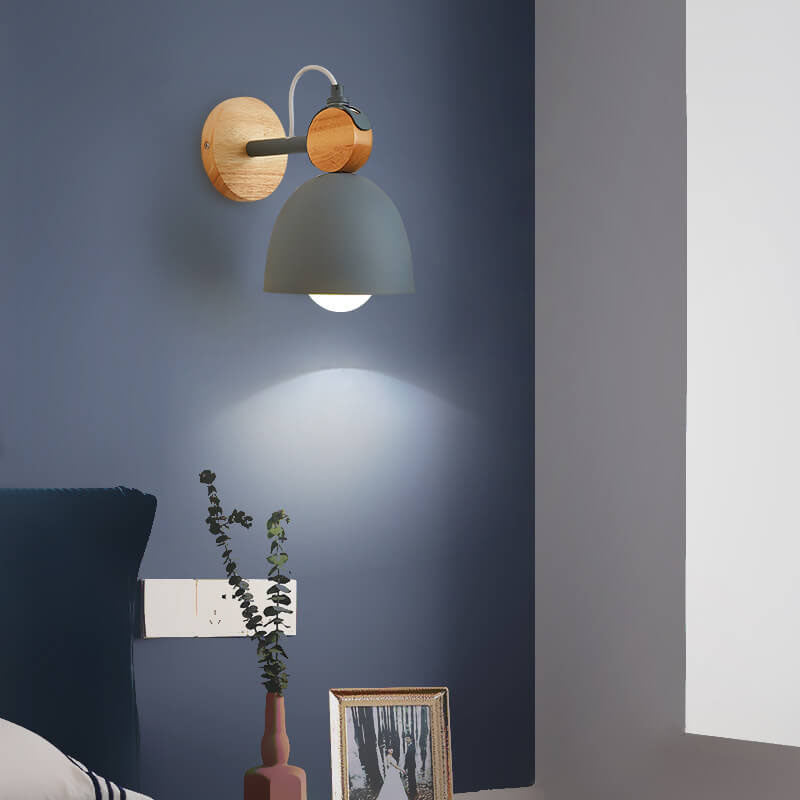 Macaron Dome Wooden Chassis Wall Lamp