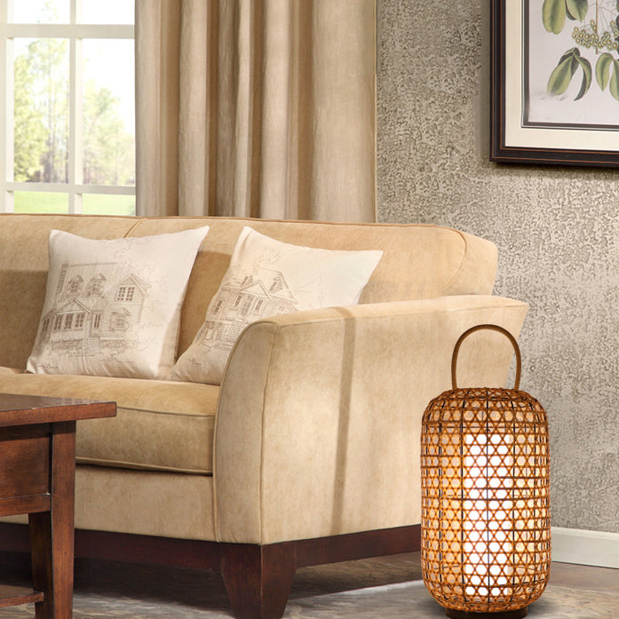 Rattan Weaving Cylinder Outdoor Light