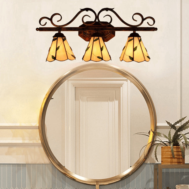 Leaf Stained Glass 3-Light Wall Lamp