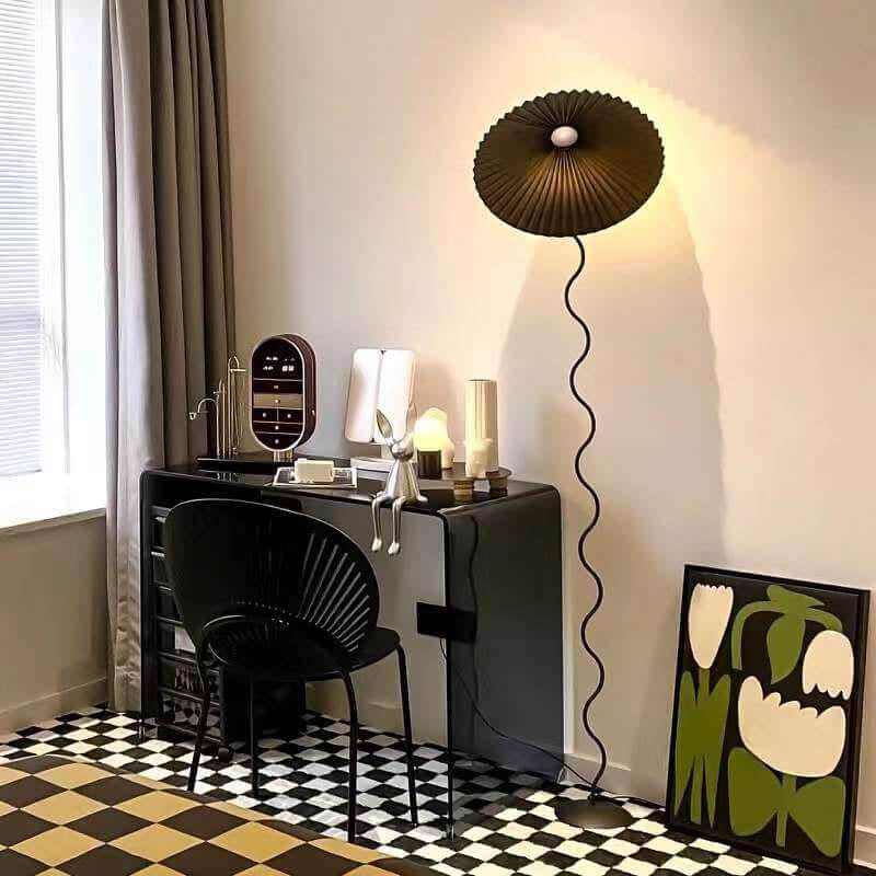 Vintage Fabric Pleated Shade Floor Lamp