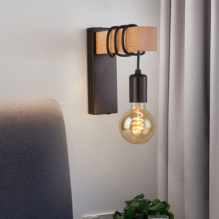 Wood Arm Wall Lamp