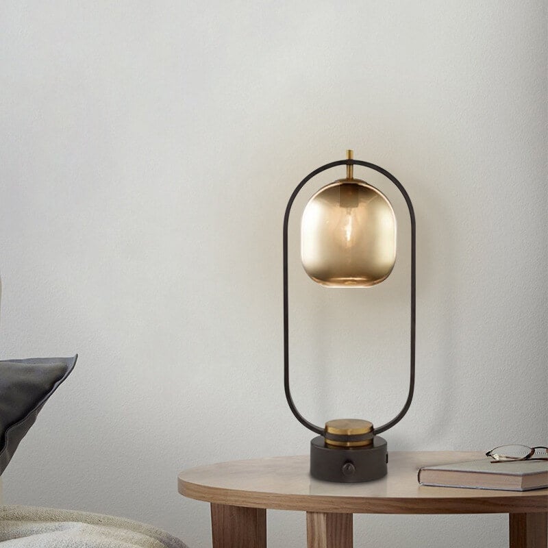 Amber Glass Ring Table Lamp