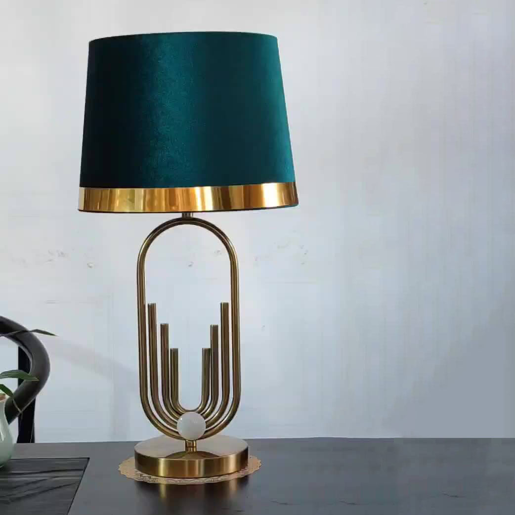 Fabric Gold Oval Ring Table Lamp