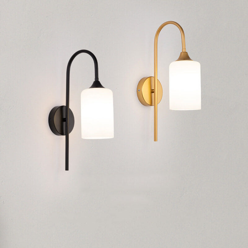 Glass Cylindrical Bending Arm Wall Lamp