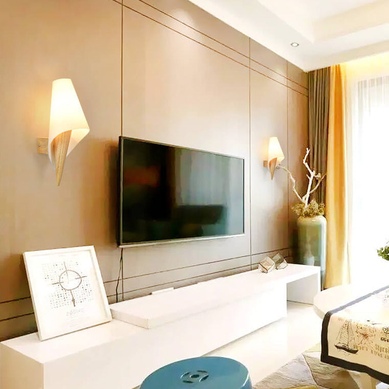 Wide Flare White Glass Wall Lamp