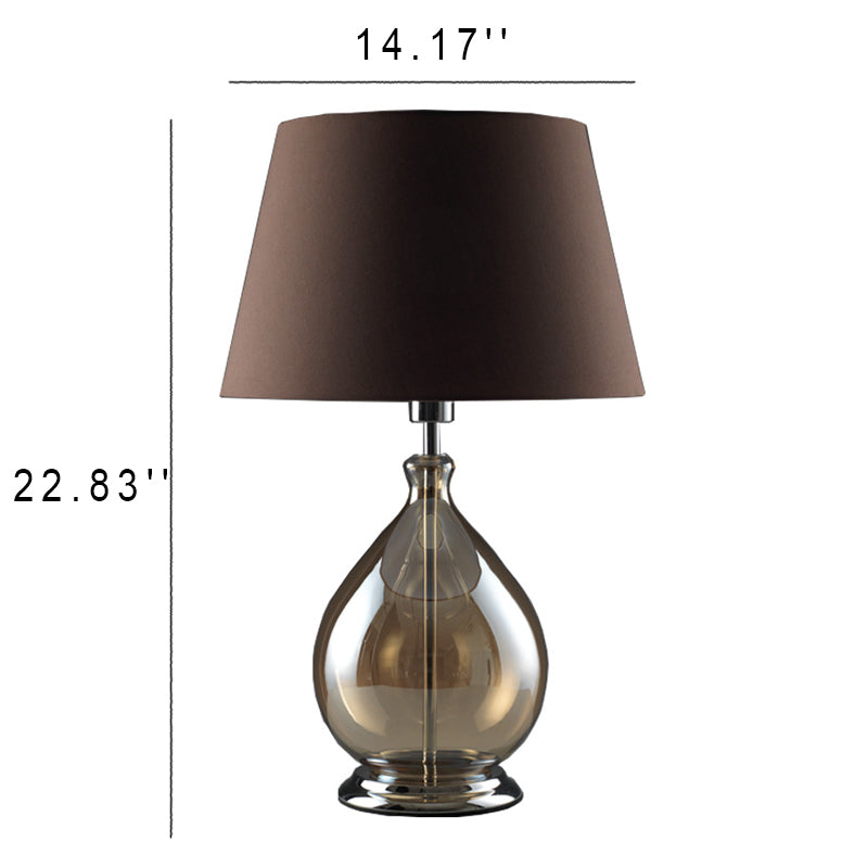 Cognac Fabric Glass Table Lamp