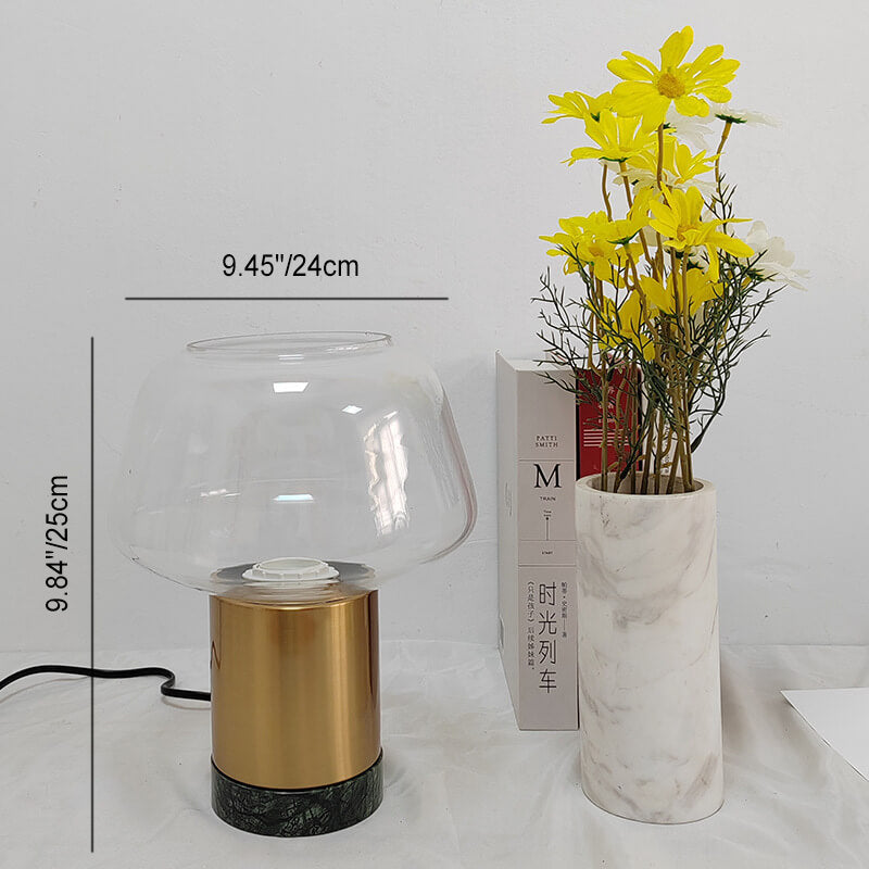 Cylindrical Marble Iron Glass Table Lamp