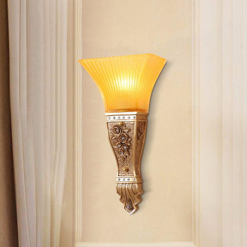 Glass Carving Resin Flared Wall Lamp