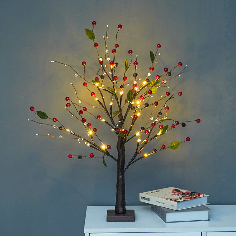 Red Fruits Pine Tree Table Lamp