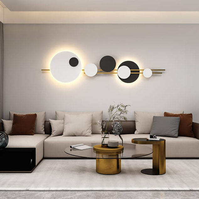 Round Iron Faux Leather Wall Lamp