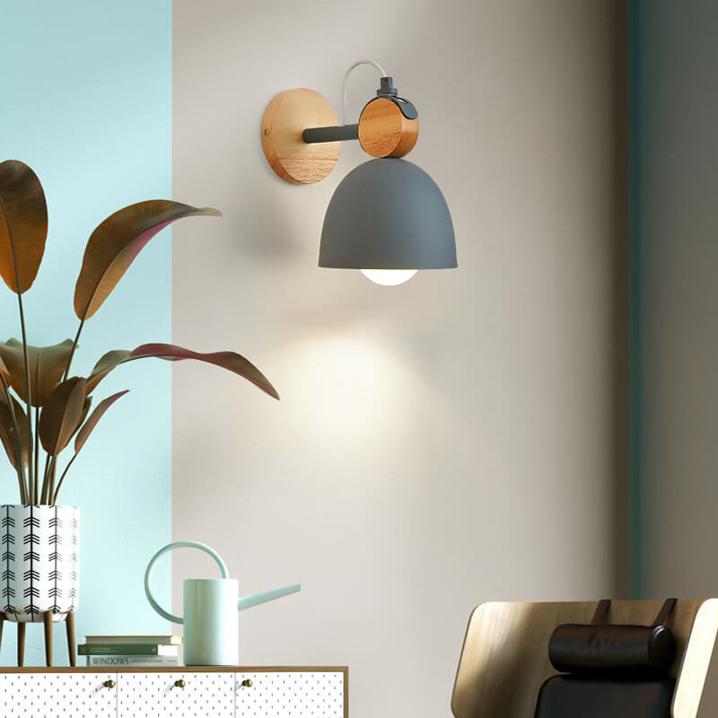 Macaron Dome Wooden Chassis Wall Lamp