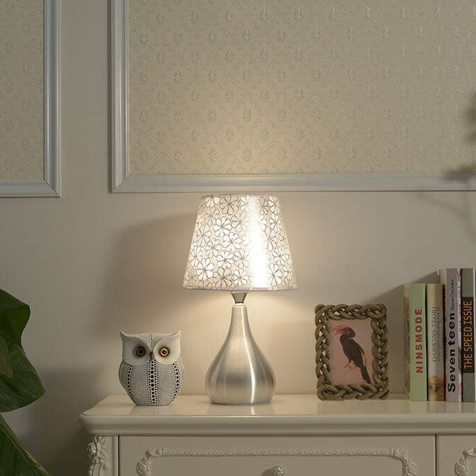 Fabric Lampshade Silver Table Lamp