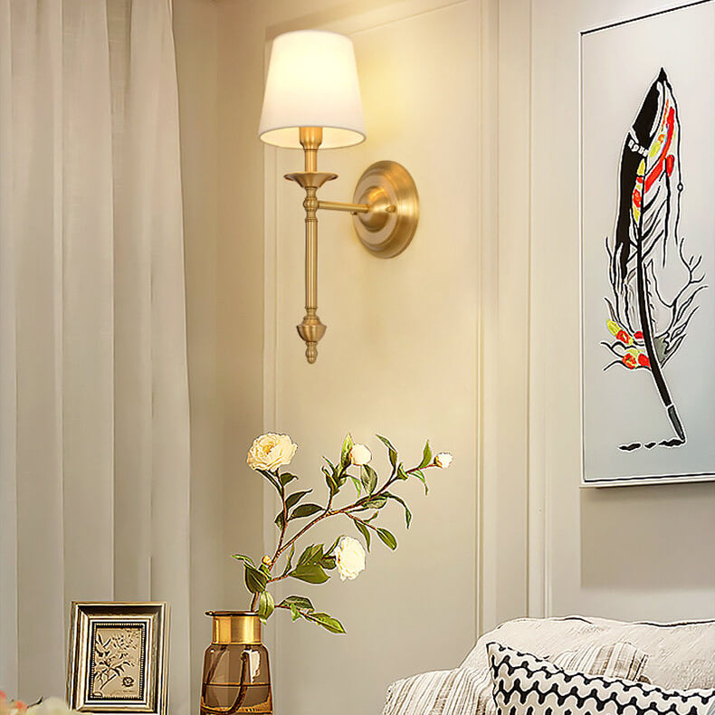 Brass Fabric 1/2 Wall Lamp