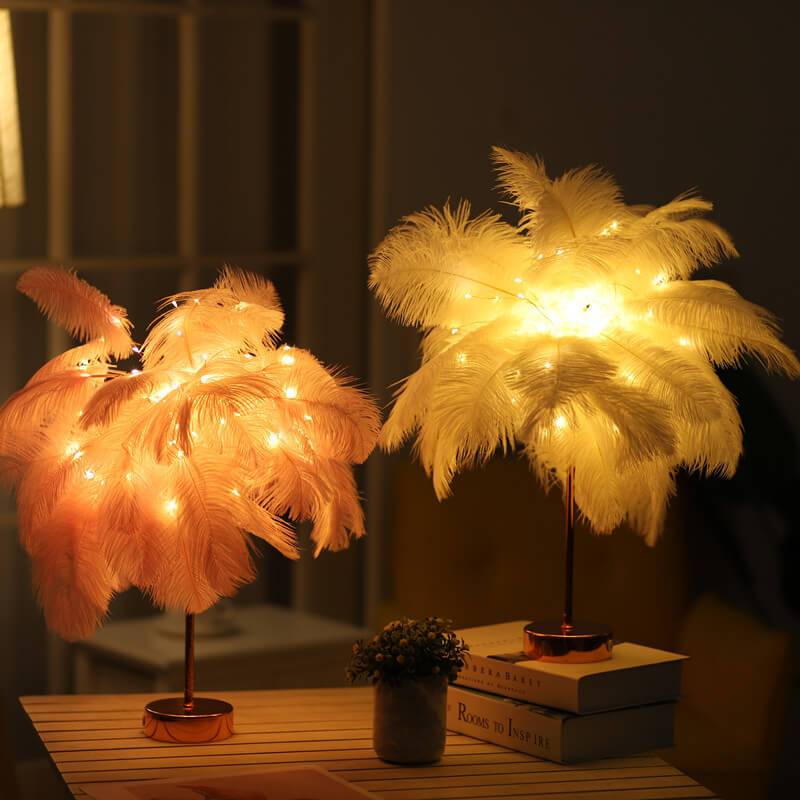 Feather Copper Wire Decoration Table Lamp