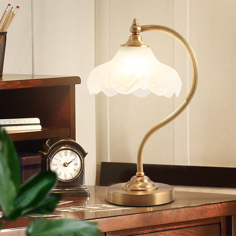 Brass Glass Petal Table Lamp