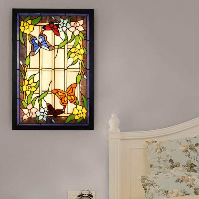 Stained Glass Rectangular Decorative Wall Lamp