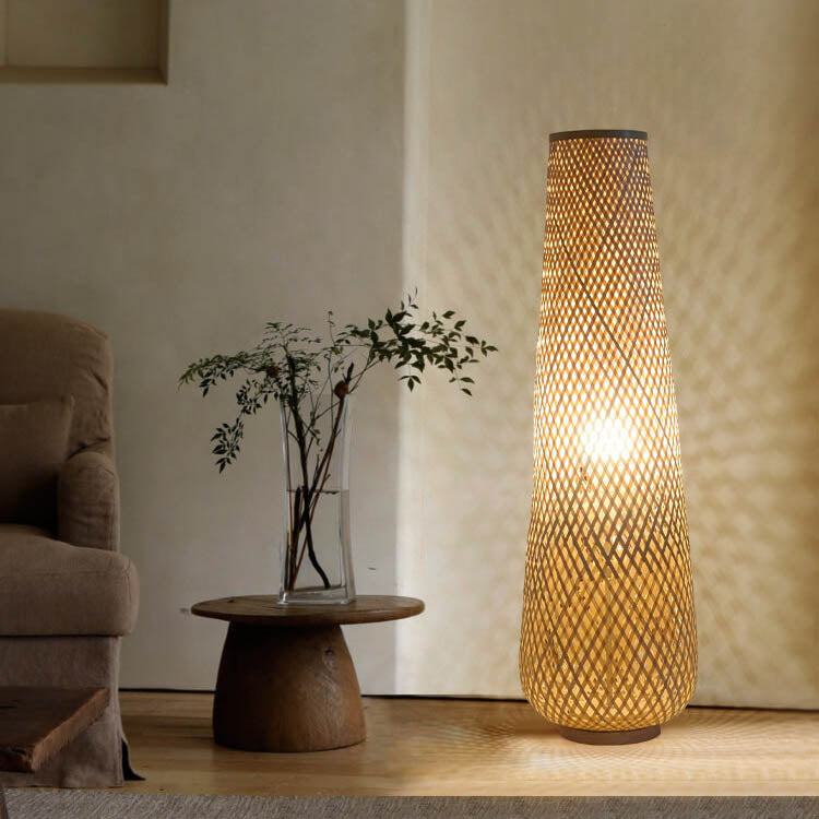 Modern Bamboo Weaving Column Floor Lamp