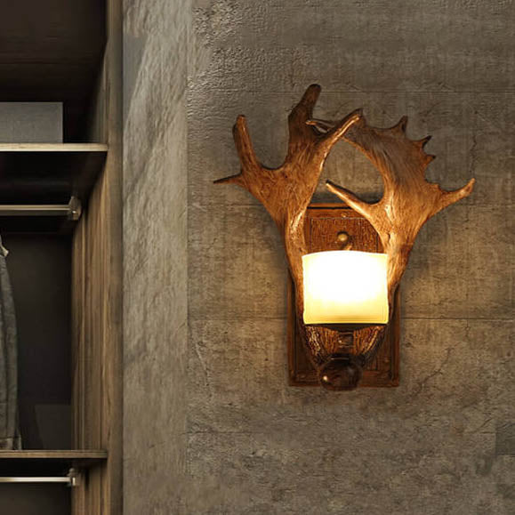 Antique Antler Wall Lamp