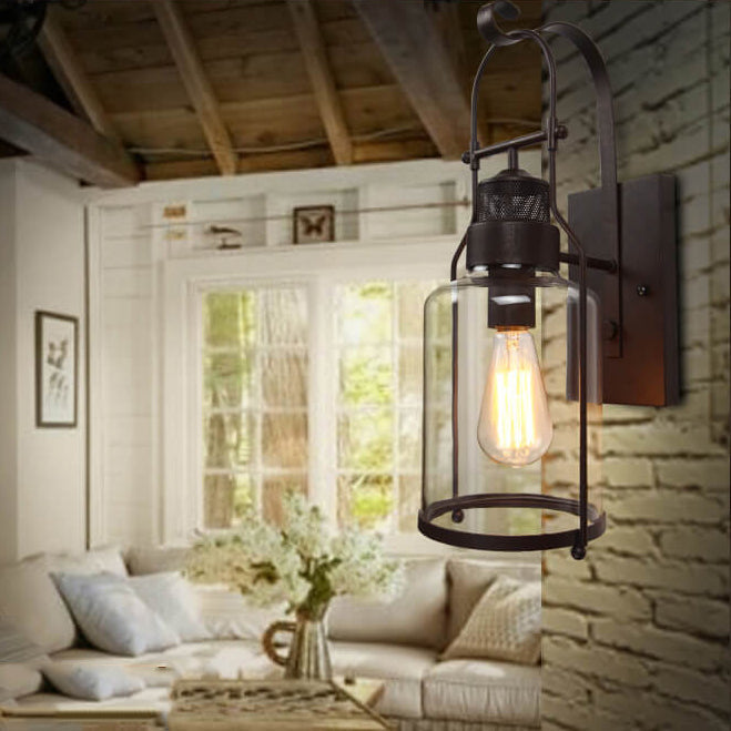 Iron Glass Jar Wall Lamp
