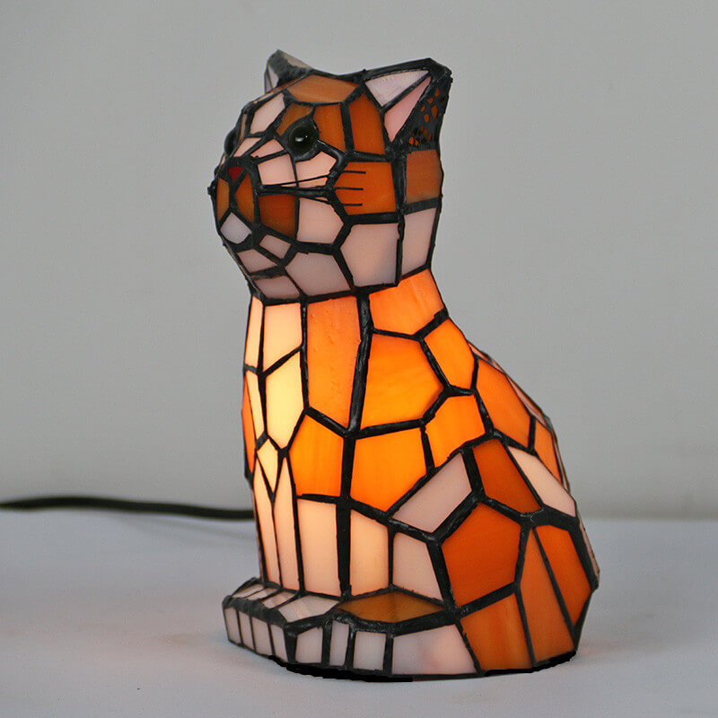 Cats Dogs Stained Glass Table Lamp