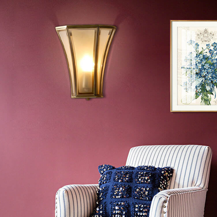 Glass Brass Column Wall Lamp