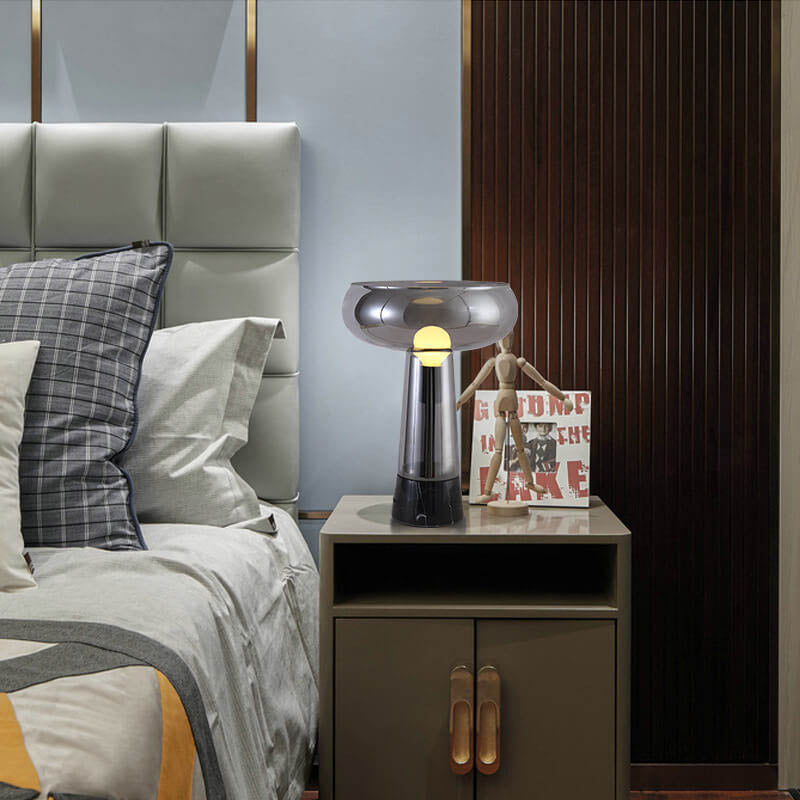 Glass Column Marble Table Lamp