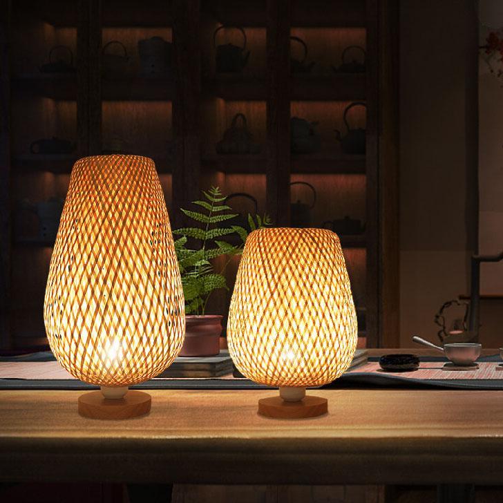 Bamboo Weaving Oval Table Lamp
