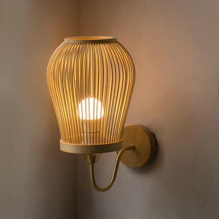 Bamboo Weaving Handwoven Round Wall Lamp
