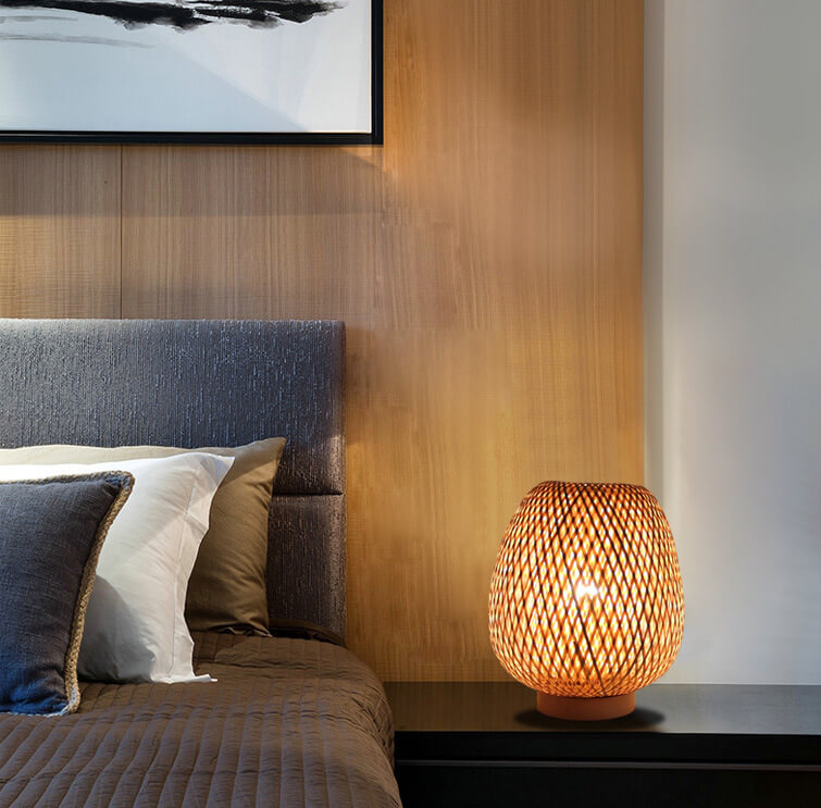 Bamboo Weaving Round Decorative Table Lamp