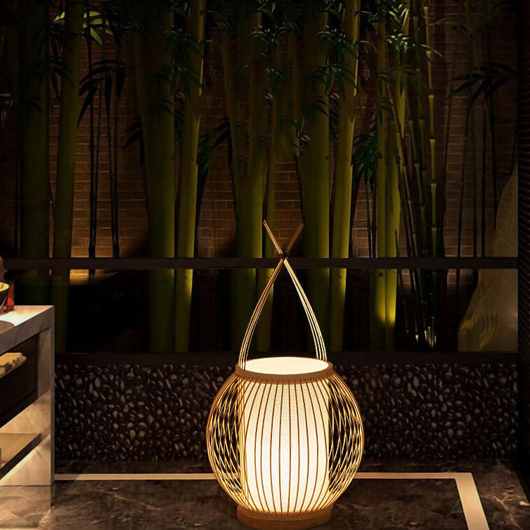 Bamboo Weaving Globe Table Lamp