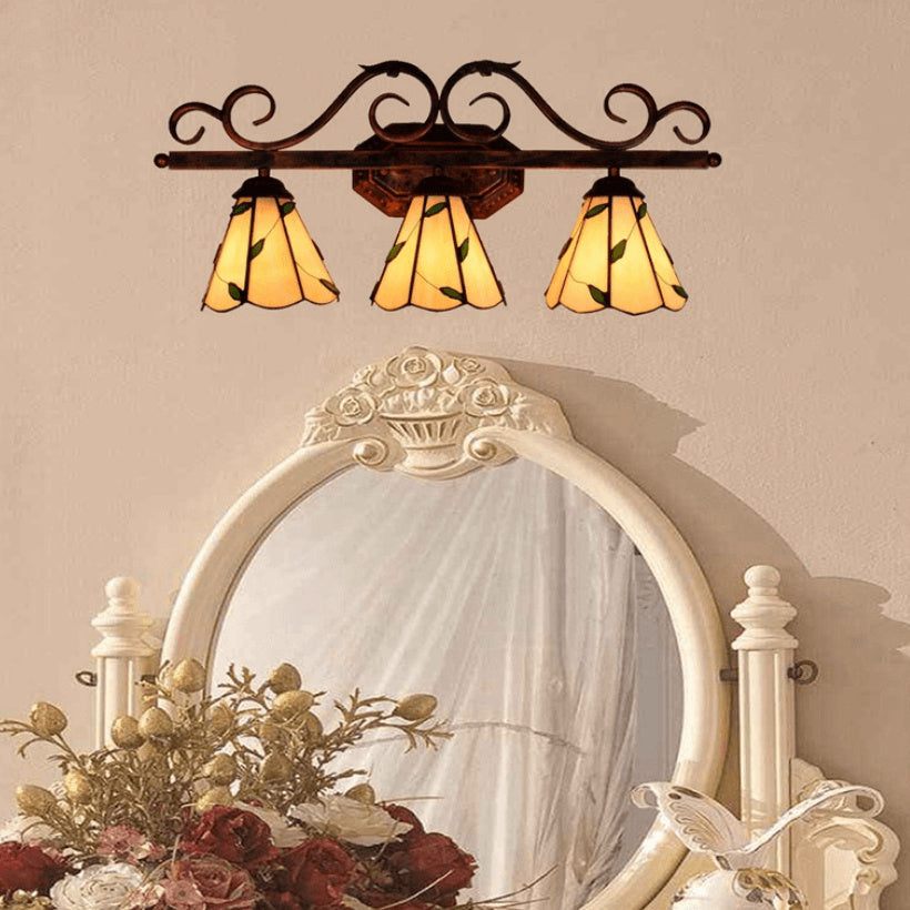 Leaf Stained Glass 3-Light Wall Lamp