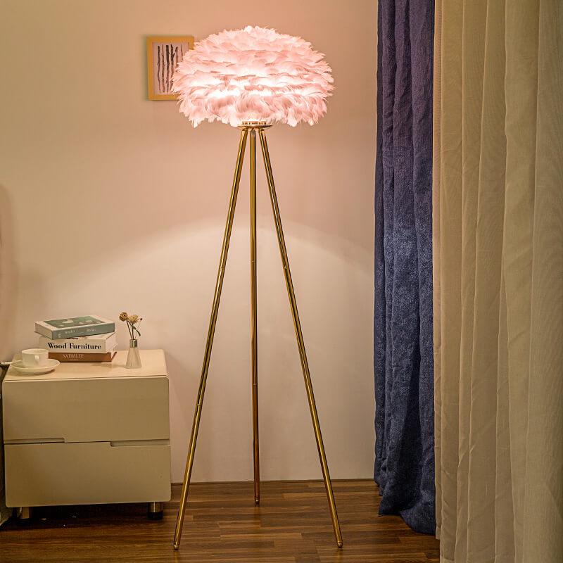 Modern Feather Globe Floor Lamp