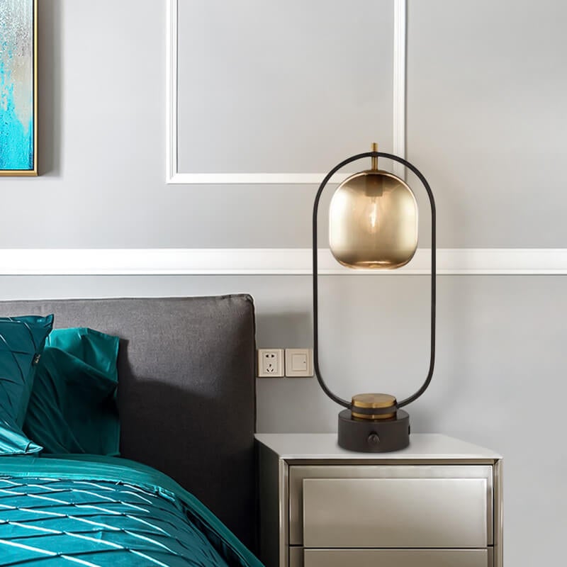 Amber Glass Ring Table Lamp