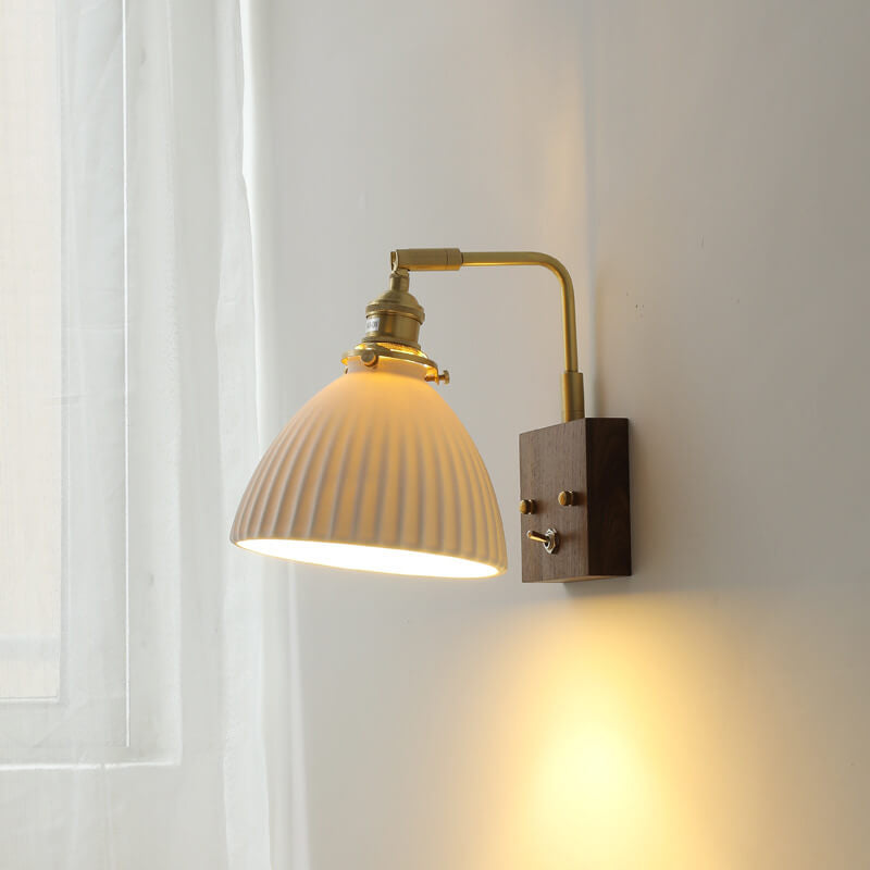 Walnut Ceramic Bell Wall Lamp