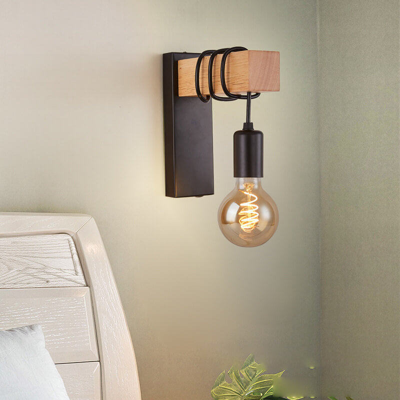 Wood Arm Wall Lamp