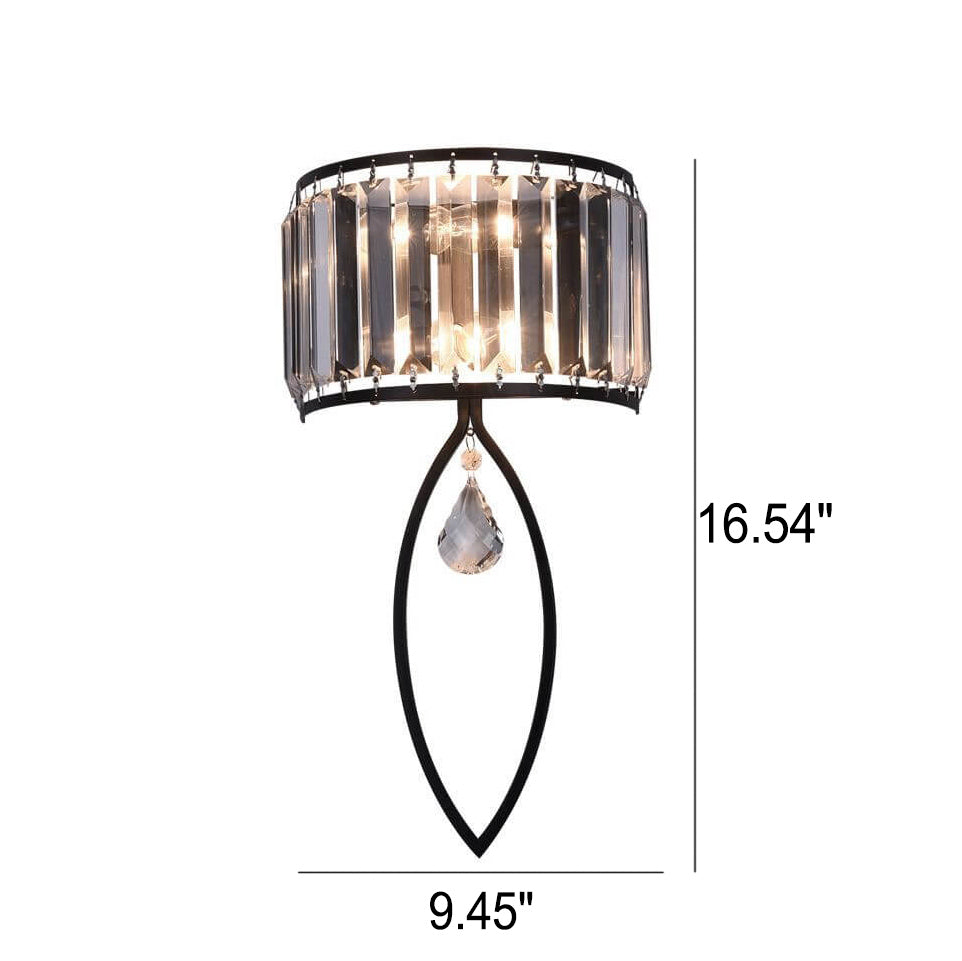 Crystal Half Column Oval 2-Light Wall Lamp