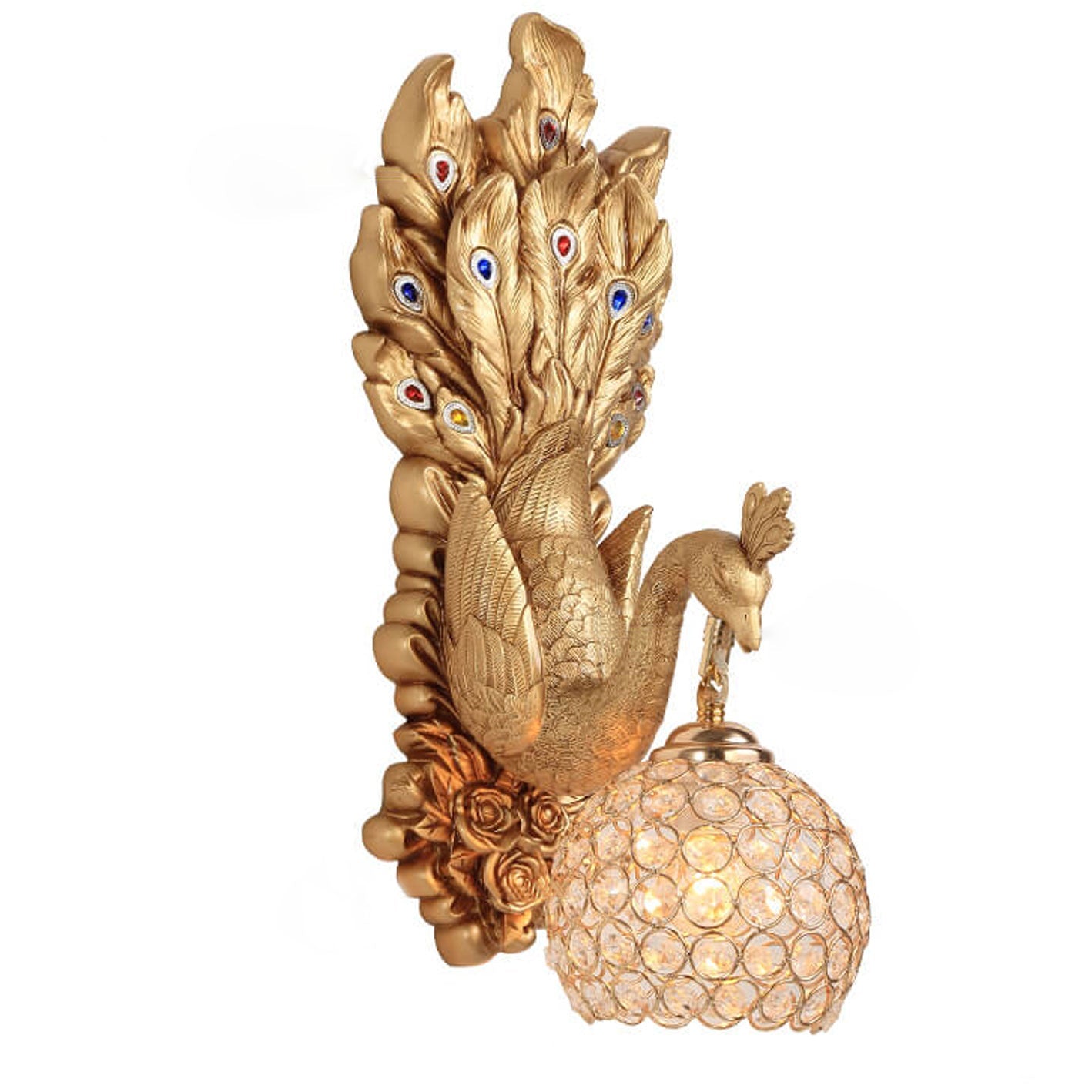 Peacock Resin Glass Wall Lamp