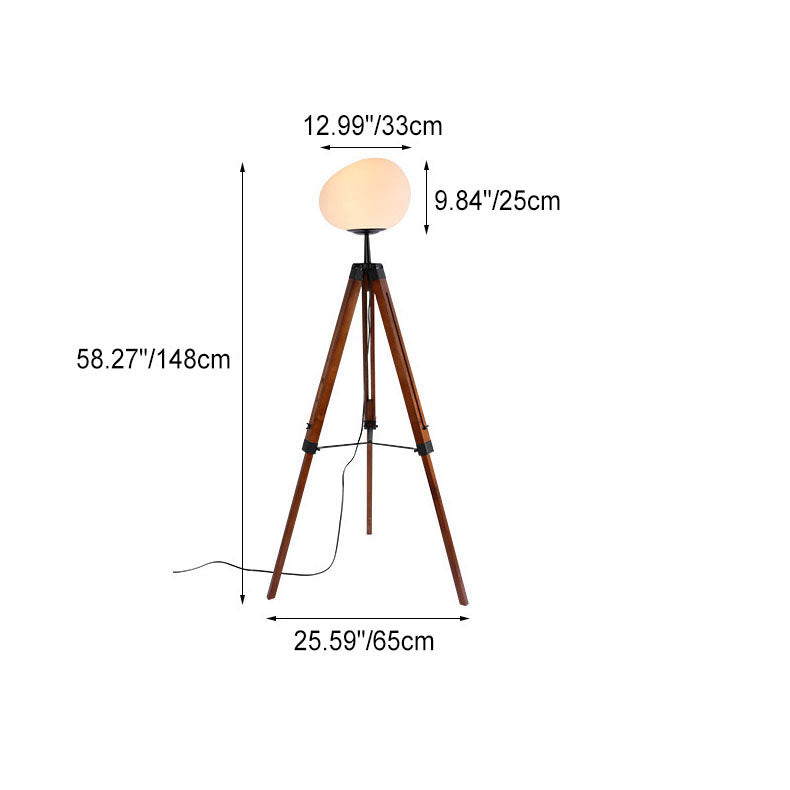 PE Round Wood Tripod Floor Lamp