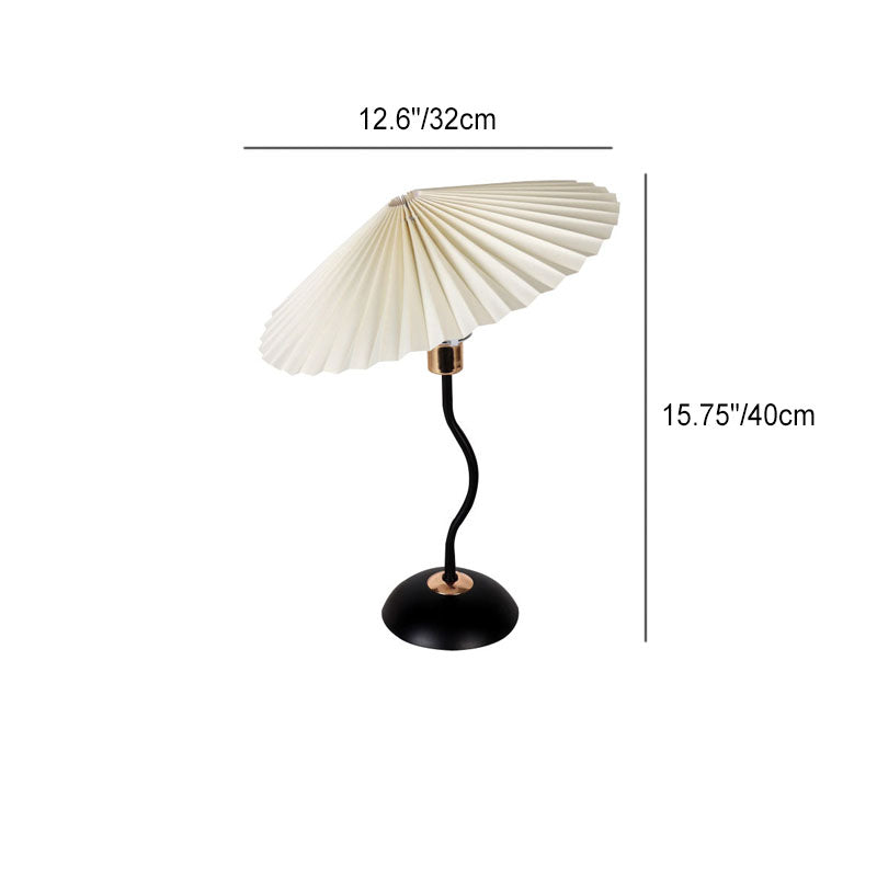 Pleated Fabric Round Iron Table Lamp