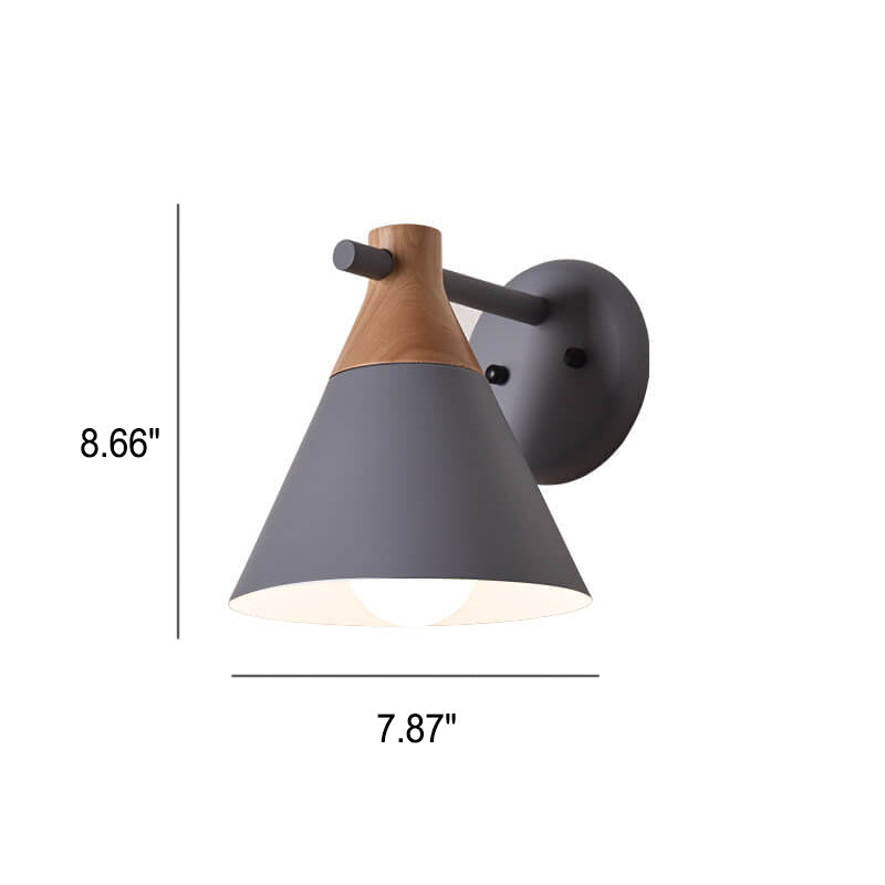 Solid Wood Macaron Cone Wall Lamp