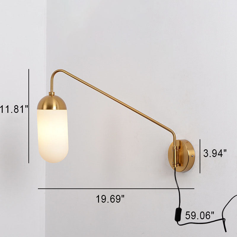 Glass Column Swing Arm Wall Lamp