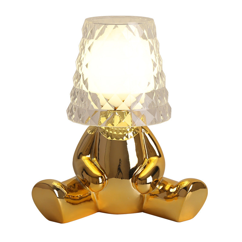 Acrylic Lampshade Electroplating Golden Table Lamp