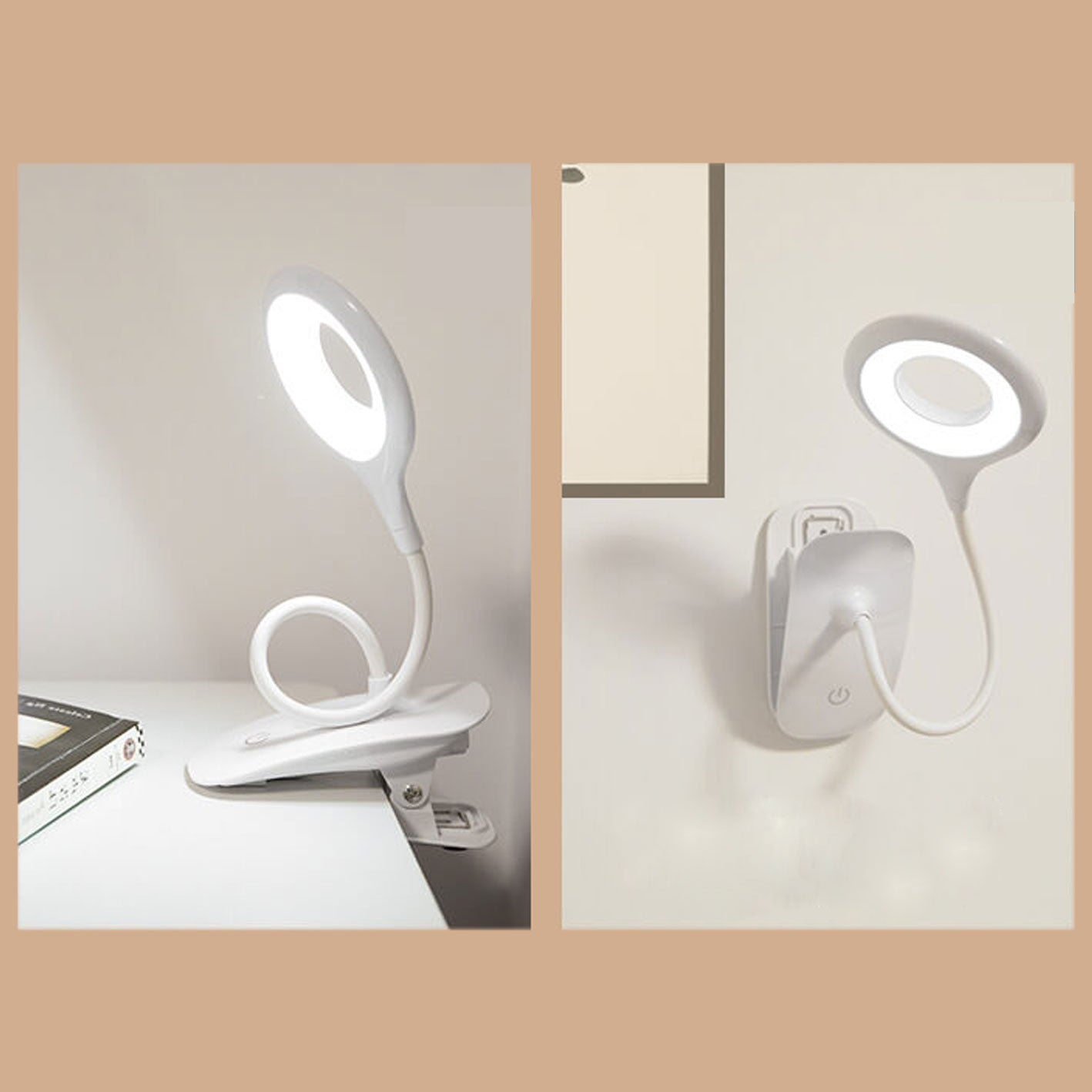 Foldable Round Rechargeable Clips Table Lamp