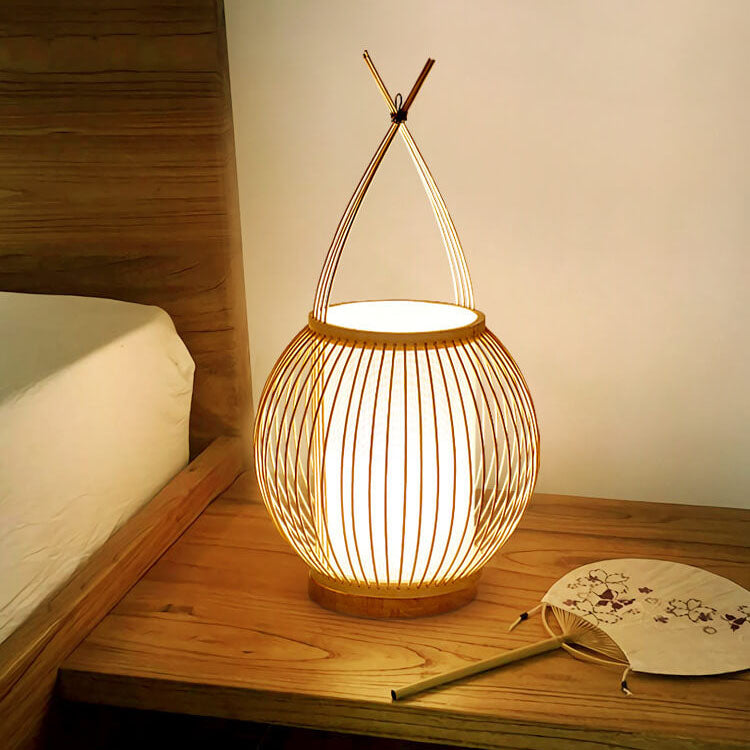 Bamboo Weaving Globe Table Lamp
