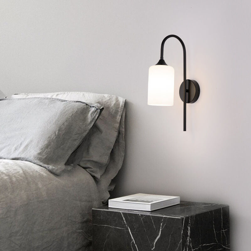 Glass Cylindrical Bending Arm Wall Lamp