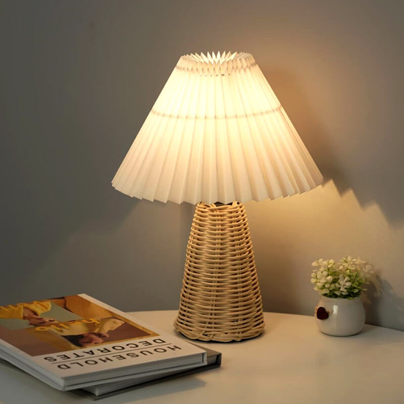 Pleated Fabric Tapered Table Lamp