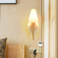 Wide Flare White Glass Wall Lamp