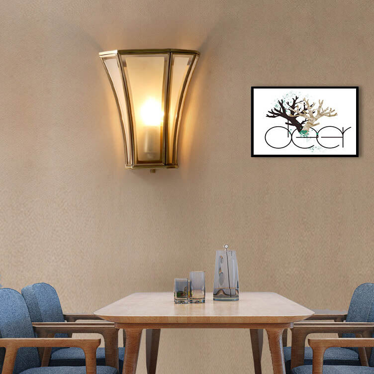 Glass Brass Column Wall Lamp