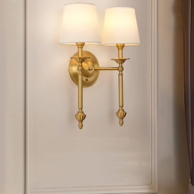 Brass Fabric 1/2 Wall Lamp