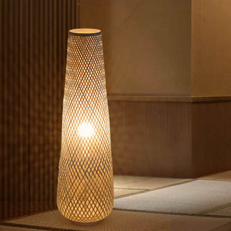 Modern Bamboo Weaving Column Floor Lamp
